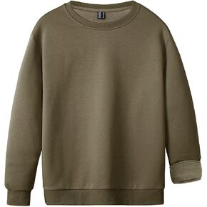 KEFITEVD Men's Crewneck Sweatshirt Warm Fleece Lined Sweatshirts Heavyweight Long Sleeve Cotton Shirts Winter Fleece Pullover