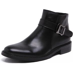 Santimon Mens Buckle Monk Strap Leather Dress Ankle Boots in Kuwait