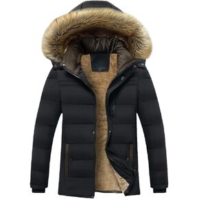 Winter Warm Thickened Fleece Parka Men's Hooded Fur Collar Coat Autumn Fashion Casual Coat in Saudi Arabia