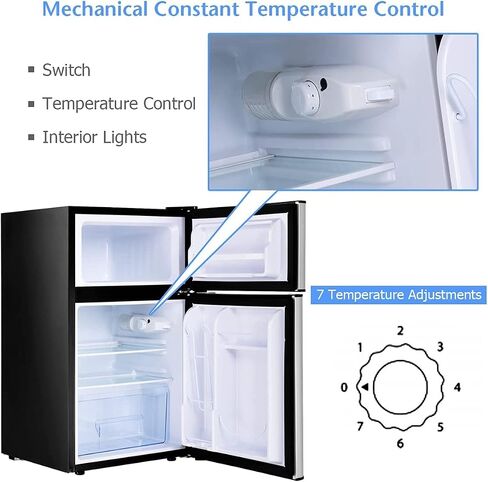 3.1 Cu.Ft Refrigerator 2 Doors, Mini Fridge With Freezer, Unique Shelf Design, With LED Light, Adjustable Control Thermostat, mini fridge - HPVFR310 in Kuwait