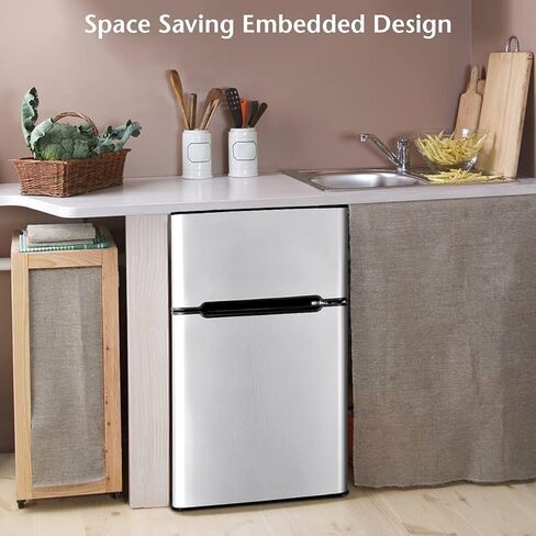 3.1 Cu.Ft Refrigerator 2 Doors, Mini Fridge With Freezer, Unique Shelf Design, With LED Light, Adjustable Control Thermostat, mini fridge - HPVFR310 in Kuwait
