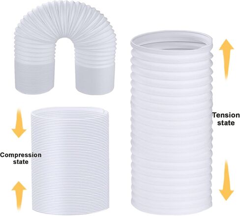 Erice Portable Air Conditioner Hose, Portable Exhaust Vent Hose with 5.9 Inch Diameter, Length up to 60", Exhaust Hose for Portable AC Vent Compatible with Delonghi & LG Air Conditioner Parts (White) in Saudi Arabia