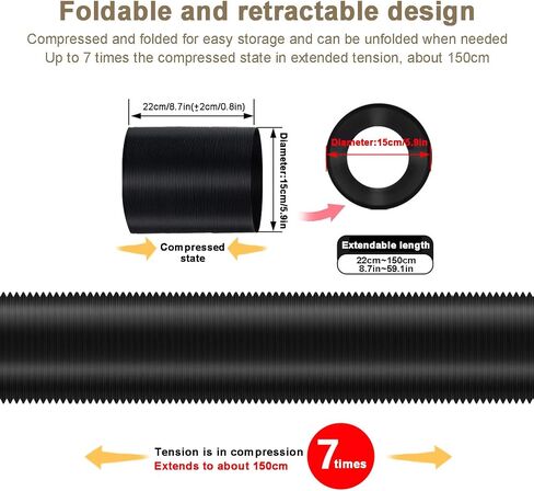 Erice Portable Air Conditioner Hose, Portable Exhaust Vent Hose with 5.9 Inch Diameter, Length up to 60", Exhaust Hose for Portable AC Vent Compatible with Delonghi & LG Air Conditioner Parts (White) in Saudi Arabia