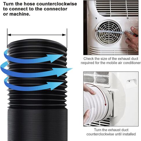 Erice Portable Air Conditioner Hose, Portable Exhaust Vent Hose with 5.9 Inch Diameter, Length up to 60", Exhaust Hose for Portable AC Vent Compatible with Delonghi & LG Air Conditioner Parts (White) in Saudi Arabia