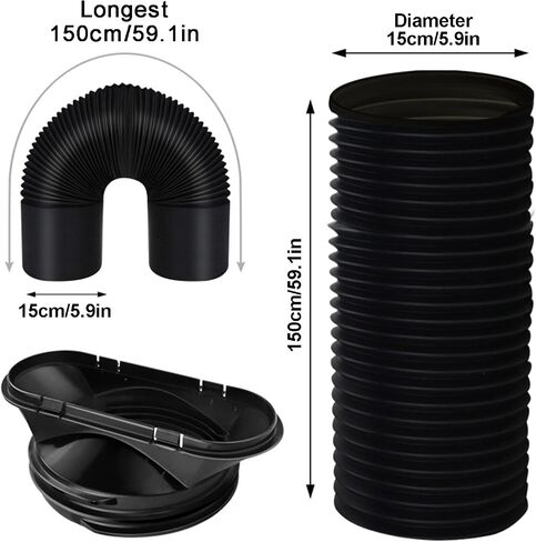 Erice Portable Air Conditioner Hose, Portable Exhaust Vent Hose with 5.9 Inch Diameter, Length up to 60", Exhaust Hose for Portable AC Vent Compatible with Delonghi & LG Air Conditioner Parts (White) in Saudi Arabia