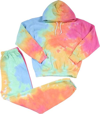 طقم سويت شيرت بقلنسوة مصبوغ يدويًا من Magic River وبنطلون رياضي متطابق in Kuwait