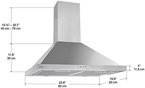 أنكونا AN-1132 Casetta 24 "600 CFM شفاط المطبخ القابل للتركيب على الحائط من الفولاذ المقاوم للصدأ in Kuwait