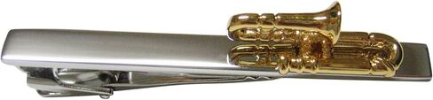 Gold Toned Trombone Musical Instrument Square Tie Clip in Saudi Arabia