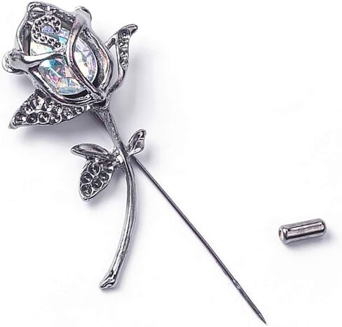 Rhinestone Rose Flower Brooch.Crystal Lapel Pin Brooch, Classy Flowers Tie Pin for Women Men Girl Boutonniere Suit Pins in Saudi Arabia