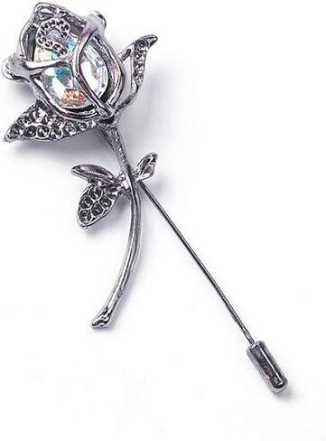 Rhinestone Rose Flower Brooch.Crystal Lapel Pin Brooch, Classy Flowers Tie Pin for Women Men Girl Boutonniere Suit Pins in Saudi Arabia