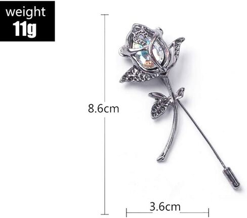 Rhinestone Rose Flower Brooch.Crystal Lapel Pin Brooch, Classy Flowers Tie Pin for Women Men Girl Boutonniere Suit Pins in Saudi Arabia