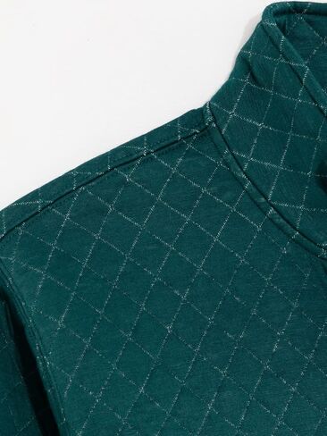 Hacikis Mens Quilted Long Sleeve Sweatshirt Quarter Snap Outdoor Fleece Pullover Shirt in Kuwait
