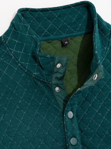 Hacikis Mens Quilted Long Sleeve Sweatshirt Quarter Snap Outdoor Fleece Pullover Shirt in Kuwait