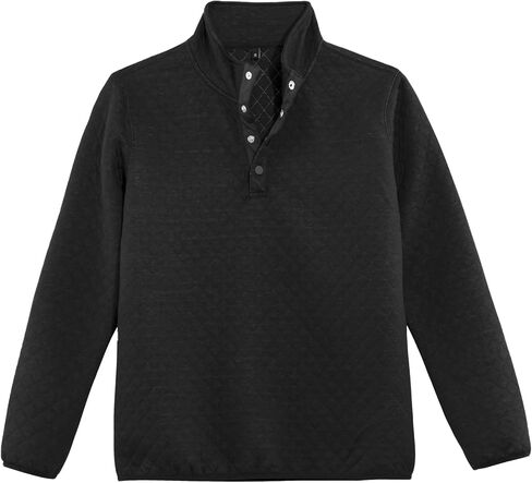 Hacikis Mens Quilted Long Sleeve Sweatshirt Quarter Snap Outdoor Fleece Pullover Shirt in Kuwait