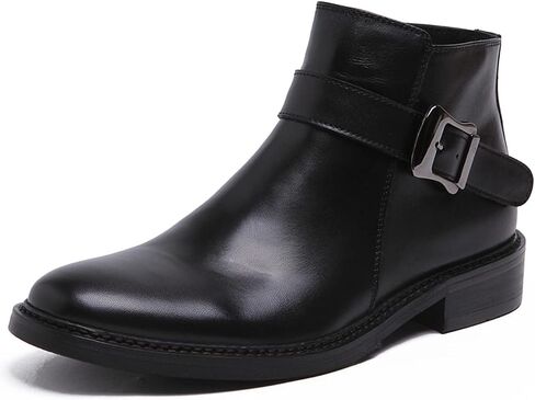 Santimon Mens Buckle Monk Strap Leather Dress Ankle Boots in Saudi Arabia