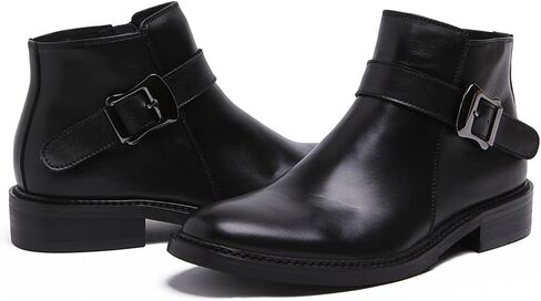 Santimon Mens Buckle Monk Strap Leather Dress Ankle Boots in Saudi Arabia