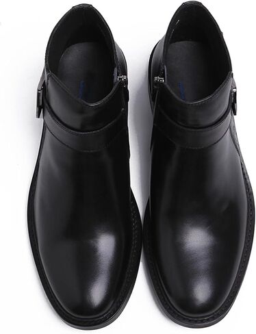 Santimon Mens Buckle Monk Strap Leather Dress Ankle Boots in Saudi Arabia