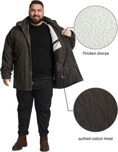 Soularge Men's Big and Tall Military Winter Warm Sherpa Lined Parka Jacket with Hood in Kuwait