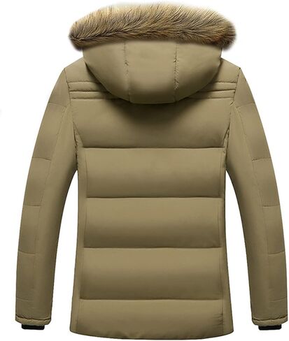 Winter Warm Thickened Fleece Parka Men's Hooded Fur Collar Coat Autumn Fashion Casual Coat in Saudi Arabia