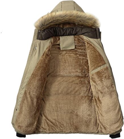 Winter Warm Thickened Fleece Parka Men's Hooded Fur Collar Coat Autumn Fashion Casual Coat in Saudi Arabia