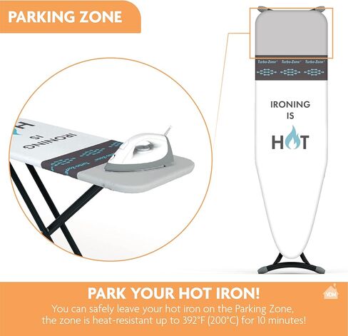 Premium Ironing Board Cover with Turbo & Parking zone – 15x54 Inch – Makes your ironing job a lot easier and save! - Extra Thick Padding – Premium European Quality - Resist Scorching & Staining in Saudi Arabia