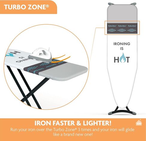 Premium Ironing Board Cover with Turbo & Parking zone – 15x54 Inch – Makes your ironing job a lot easier and save! - Extra Thick Padding – Premium European Quality - Resist Scorching & Staining in Saudi Arabia