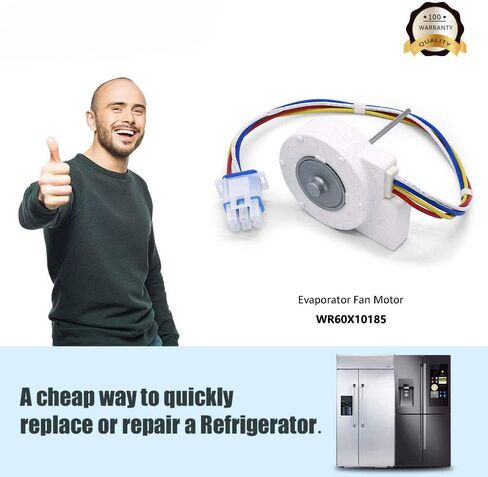 WR60X10185 Refrigerator Evaporator Fan Motor Replacement Part Compatible with GE & Hotpoint Refrigerators Replaces WR23X10353 WR23X10355 WR23X10364 PS1019114 AP3875639 in Saudi Arabia