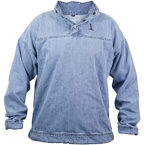Men's quarter down, snap button, pullover denim jacket with draw string (2XL) in Saudi Arabia