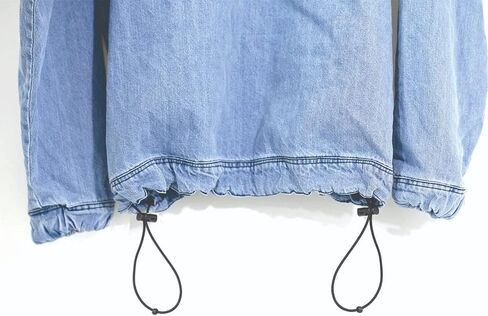 Men's quarter down, snap button, pullover denim jacket with draw string (2XL) in Saudi Arabia
