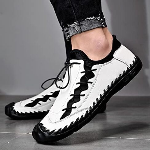LZDZN Mens Casual Shoes for Men's Leather Loafers Boat Dress Driving Men Black Brown Yellow White Big Size Wide Summer Breathable Fashion Walking Work Office Business Male Handmade in Kuwait
