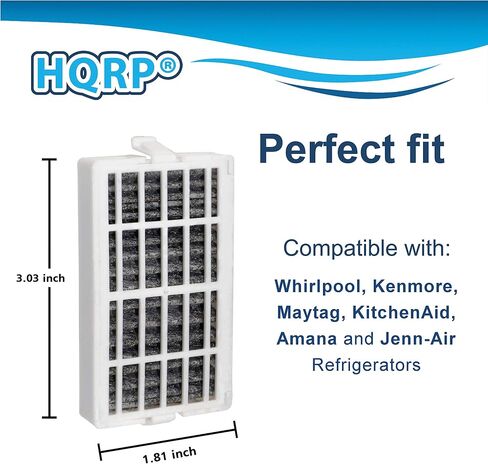 HQRP 2-pack Refrigerator Air Filter compatible with Whirlpool FreshFlow W10311524 AIR1, W10335147, W10315189, 2319308 Replacement in Saudi Arabia