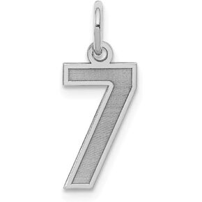 Solid 925 Sterling Silver Small Number 7 Charm Brushed Matte Finish Pendant - 19mm x 7mm in Saudi Arabia