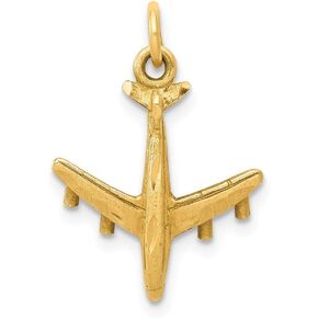 Solid 14k Yellow Gold Men's 3-D Airplane Charm Souvenir Pendant - 21mm x 15mm in Kuwait