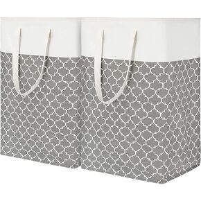 سلة غسيل توتانكي مكونة من قطعتين، سلة غسيل كبيرة سعة 80 لترًا بمقابض طويلة معززة، سلة تخزين مقاومة للماء قائمة بذاتها، سلة ملابس قابلة للطي لغرفة النوم والحمام والنوم (رمادي) in Kuwait