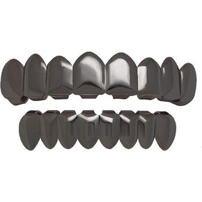 Canjoyn 8 أسنان Grillz 18K الذهب العلوي والسفلي الشوايات مجموعة لامعة الهيب هوب الأسنان Grillz + قضبان صب إضافية in Kuwait