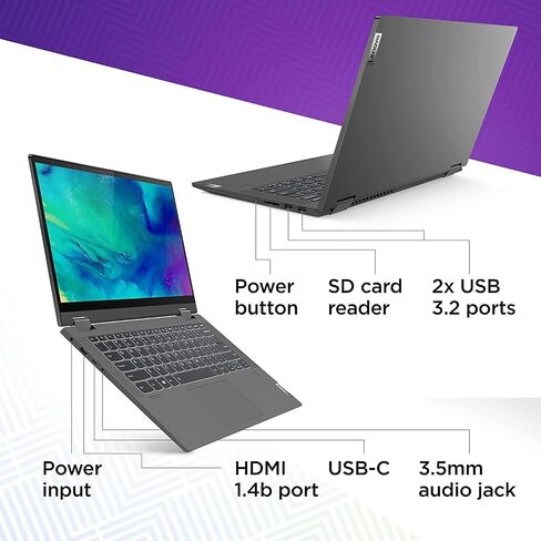 Lenovo IdeaPad Flex 5i 14" FHD(1920 x 1200) IPS Touchscreen 2-in-1 Laptop, Intel Core i5-1235U, Backlit KB, Wi-Fi 6, Fingerprint, Thunderbolt™ 4, w/Stylus (8GB RAM | 512GB SSD) in Saudi Arabia