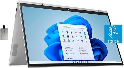 HP 2022 Envy X360 2-in-1 15.6" FHD Touchscreen Laptop Computer, Intel Core i7-1165G7, 32GB RAM, 1TB PCIe SSD, Backlit Keyboard, Iris Xe Graphics, HD Webcam, Windows 11, Silver, 32GB SnowBell USB Card in Saudi Arabia