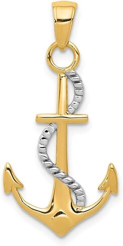 Solid 14K Y Gold Men's Anchor rope Pendant Charm in Saudi Arabia