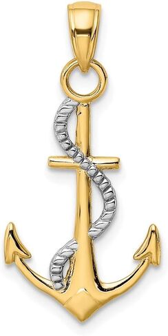 Solid 14K Y Gold Men's Anchor rope Pendant Charm in Saudi Arabia