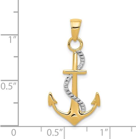 Solid 14K Y Gold Men's Anchor rope Pendant Charm in Saudi Arabia