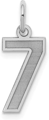 Solid 925 Sterling Silver Small Number 7 Charm Brushed Matte Finish Pendant - 19mm x 7mm in Saudi Arabia