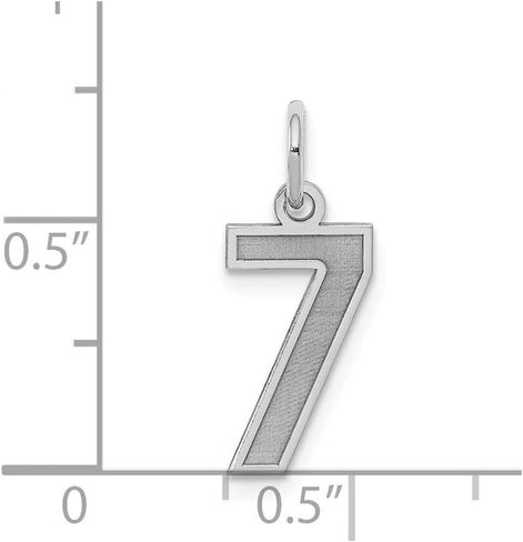 Solid 925 Sterling Silver Small Number 7 Charm Brushed Matte Finish Pendant - 19mm x 7mm in Saudi Arabia