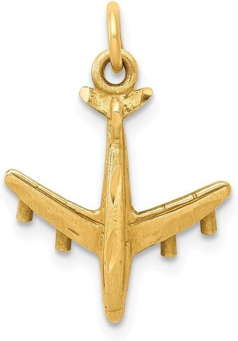 Solid 14k Yellow Gold Men's 3-D Airplane Charm Souvenir Pendant - 21mm x 15mm in Saudi Arabia