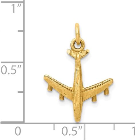 Solid 14k Yellow Gold Men's 3-D Airplane Charm Souvenir Pendant - 21mm x 15mm in Saudi Arabia