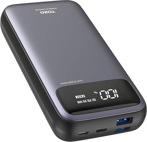 TOZO PB2 PD Fast Charging Power Bank 20000mAh with Visible Digital Display Portable Charger 18W Battery Pack with Dual Input Ports, High Charging Speed for iPhone, Samsung and More. Gray in Saudi Arabia