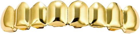 LKV Gold Grills for Your Teeth 14K Plated Gold Brass Tooth Set Shiny Hip Hop Grillz for Men and Women Gold Grillz Teeth with Extra Molding Bars in Saudi Arabia