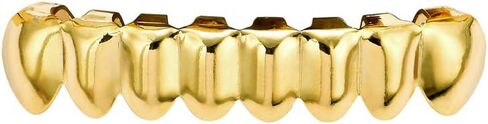 LKV Gold Grills for Your Teeth 14K Plated Gold Brass Tooth Set Shiny Hip Hop Grillz for Men and Women Gold Grillz Teeth with Extra Molding Bars in Saudi Arabia