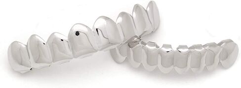 Canjoyn 8 أسنان Grillz 18K الذهب العلوي والسفلي الشوايات مجموعة لامعة الهيب هوب الأسنان Grillz + قضبان صب إضافية in Kuwait