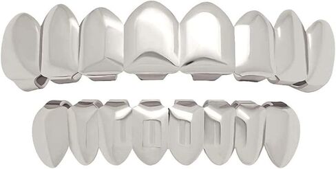 Canjoyn 8 أسنان Grillz 18K الذهب العلوي والسفلي الشوايات مجموعة لامعة الهيب هوب الأسنان Grillz + قضبان صب إضافية in Kuwait