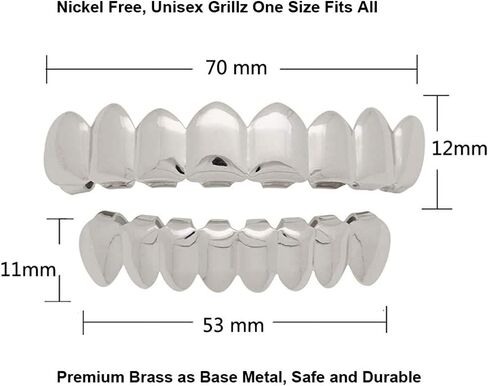 Canjoyn 8 أسنان Grillz 18K الذهب العلوي والسفلي الشوايات مجموعة لامعة الهيب هوب الأسنان Grillz + قضبان صب إضافية in Kuwait